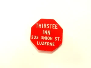 Thirstee Inn, Luzerne, PA old red plastic 20 cent food/ beverage token - Picture 1 of 4