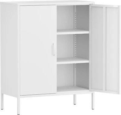 Armario de almacenamiento de metal de 40" H con puertas y estantes para hogar, salón, cocina Foto 1 de 3