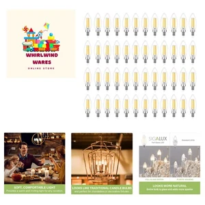 B10 Candle LED Bulbs, 48-Pack | 2700K Soft White Dimmable for Elegant Interiors - Picture 1 of 8