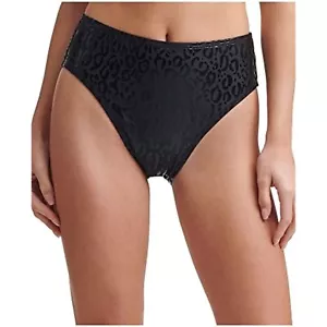 DKNY Women's Black Stretch Bikini Full Coverage High Waisted Bottom Size Large - Picture 1 of 1