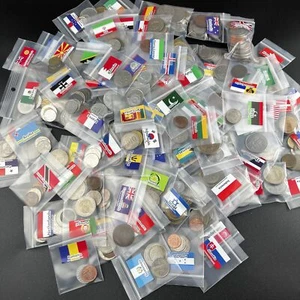 Lotto Collezione Monete: 517 Monete Mondiali Diverse con Bandiere per Raccoglitore! - Foto 1 di 5