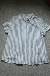 Blau/Weisse Bluse Kurzarm - Gr.42 - Bild 1 von 3