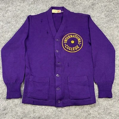 Cardigã de basquete universitário internacional verdadeiro vintage anos 40 e 50 IMPERIAL KNIT Varsity - Imagem 1 de 4