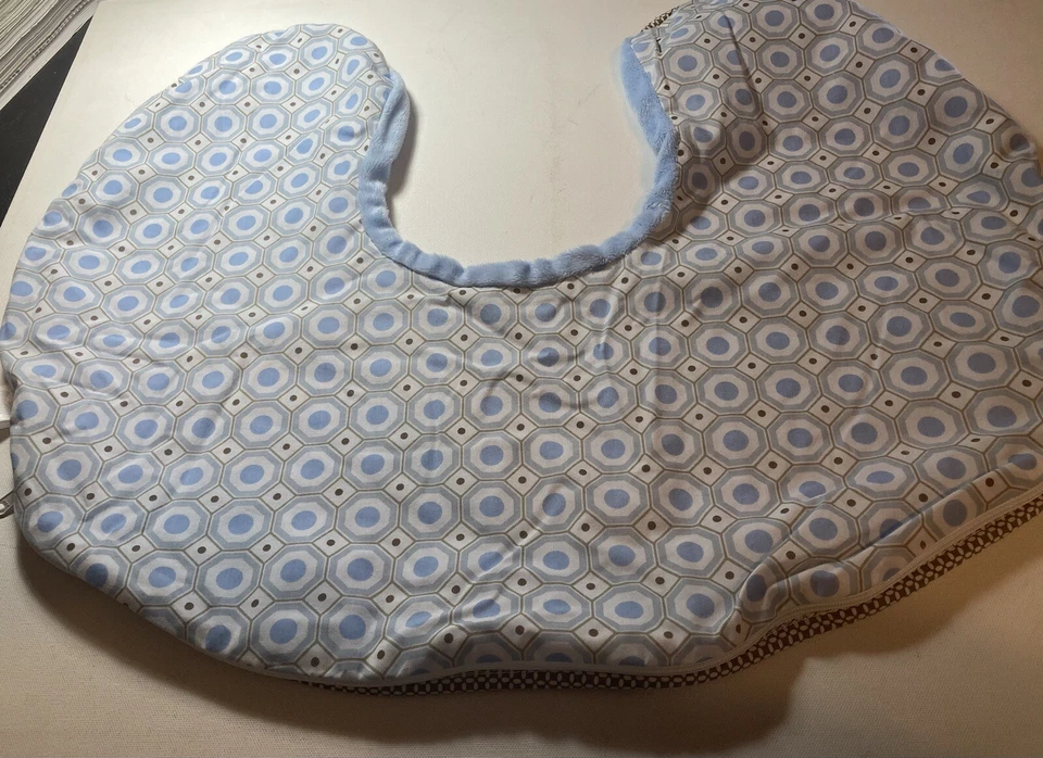 Funda de Almohada Boppy Patrón Azul Forma de U Poliéster Mezcla de Algodón Cremallera Uso Funciona Foto 1 de 4