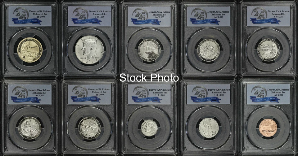 2017-S U.S. Mint Enhanced UNC Set FDOI 10 pc Denver ANA Release PCGS SP-70 - Image 1 of 2