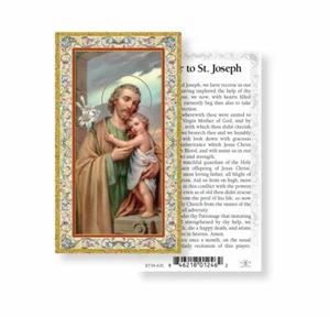 Saint St. Joseph with Prayer to Saint Joseph - gold trim - Paperstock Holy Card - Picture 1 of 4
