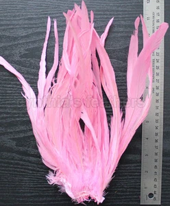 25 pcs 10-12" long Baby Pink Dyed Rooster COQUE tail Feathers for crafting - Picture 1 of 2