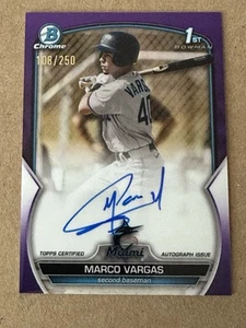 2023 Bowman Chrome - Prospect Auto Purple Refractor Marco Vargas /250 (AU, RC) - Picture 1 of 3