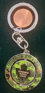 TORONTO MAPLE LEAFS SUPPORT OUR TROOPS - SPINNER KEY RING - Picture 1 of 2