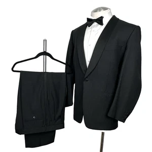 Corneliani 100% Wool Black Shawl Collar Formal Dinner 1 Button Tuxedo 42 Reg - Picture 1 of 14