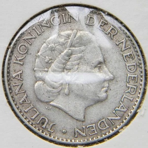 Netherlands, Wilhelmina 1958 silver Gulden, XF - Picture 1 of 2