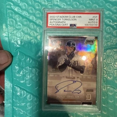 Spencer Torkelson 2022 Topps Stadium Club Green Refractor /99 Auto PSA 9/8 - Image 1 of 4