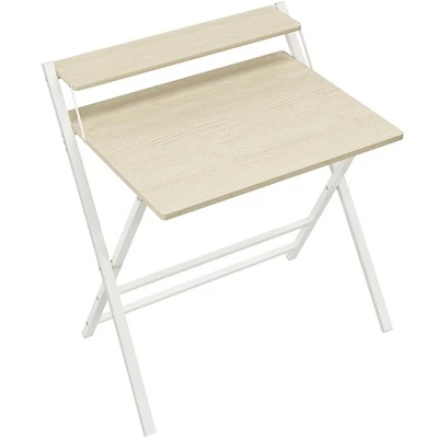 Klappbarer Arbeitstisch PC-Tisch Computertisch Schreibtisch mit Ablage 2-Stufig - Bild 1 von 4
