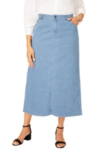 Jessica London Women's Plus Size True Fit Stretch Denim Midi Skirt - Picture 1 of 38