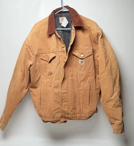 Vintage 90s Carhartt Blanket Lined Trucker Jacket USA J09 BRN - Picture 1 of 5
