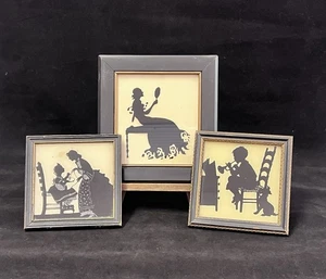 Juego De Colección De 3 Cuadros Silueta Enmarcados Madre E Hijo Música Niños - Imagen 1 de 10