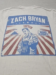 Zach Bryan 2024 The Quittin Time Tour Bud Light Patriotic T-Shirt M Off White - Bild 1 von 10