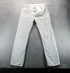 Levis 501 Jeans Mens 36x34 White Straight Button Fly Mid Rise Light Wash Denim - Picture 1 of 12