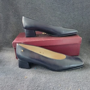 "Zapatos de Vestir Etienne Aigner Hechos en España Cuero Negro Tacón 1-1/2"" TALLA 8.5" - Imagen 1 de 10