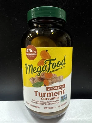 MegaFood Cúrcuma Curcumina Extra Fuerza Suplemento Dietético 120 Comprimidos 11/27+ Foto 1 de 4