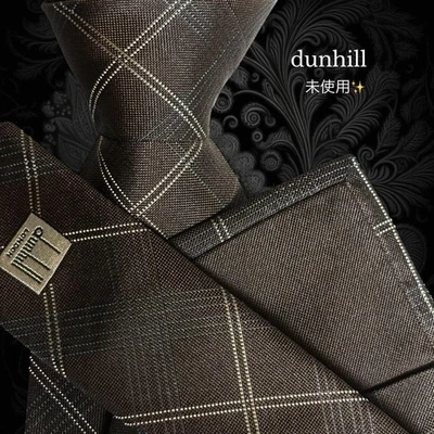 NUEVO Corbata Dunhill Marrón Oscuro Patrón a Cuadros Foto 1 de 4