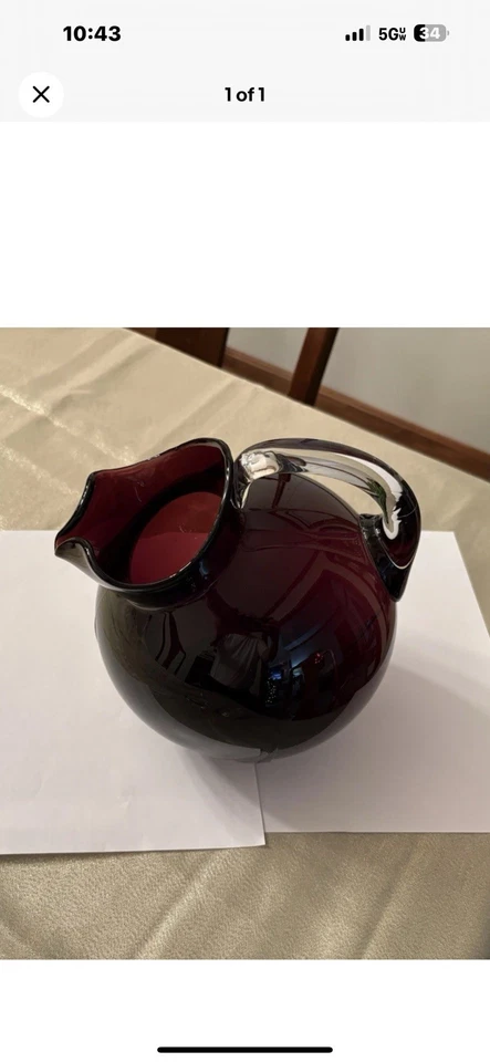 Jarro decantador de bola de ametista de vidro Cambridge - Imagem 1 de 1