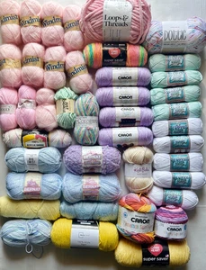 LOT 38+pc. Skeins Yarn CARON,RED HEART ,BRUNSWICK Acrylic/ Cotton BABY MIXED Vtg - Picture 1 of 9
