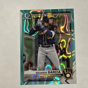 2021 Bowman Draft Aqua Lava #BDC-22 Eduardo Garcia /199 Milwaukee Brewers - Picture 1 of 7