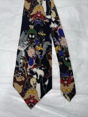 "Corbata de colección 1992 Looney Tunes 100 % seda rara Elmer Yosemite Sam Bugs Lucas 57"" x3,75" Foto 1 de 4