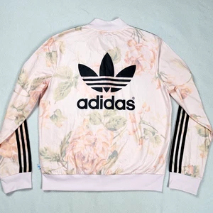 Adidas Originals Trefoil Track Donna Taglia Large Rosa Pastello Floreale Full Zip - Foto 1 di 15
