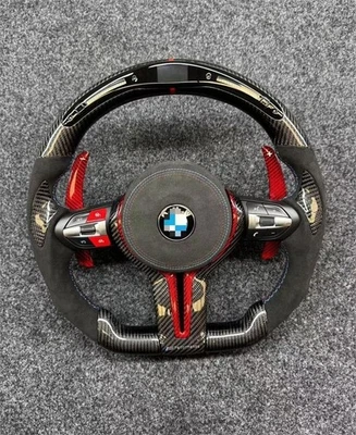 BMW M3M4M5M6F10F30 carbon fiber steering wheel suede LED assembly Foto 1 de 4