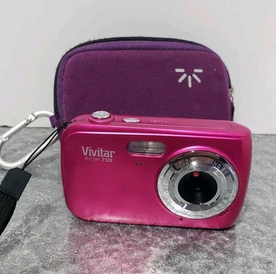 Vivitar ViviCam 7122 Digital Camera Pink w/ Case, Tested, Working - Image 1 of 4