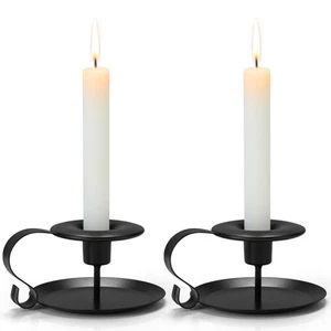 Taper Candle Holders, 2 Count Candlestick Holders, Black Candle Holder Decor - Picture 1 of 8