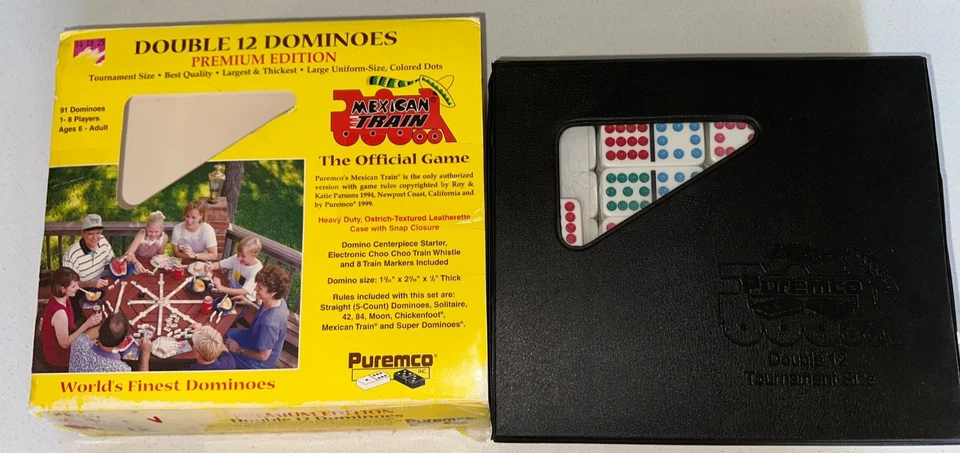 Puremco 2003 Mexican Train Dominoes Vintage Case Double 12 sealed contents new - Image 1 of 4