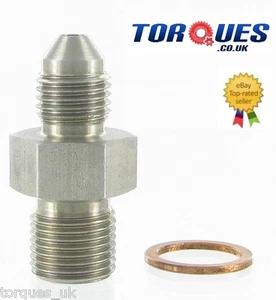AN-3 (3AN) a 7/16 "x24 Garrett Turbo 1mm Adaptador de acero inoxidable de alimentación de aceite restringido - Imagen 1 de 1