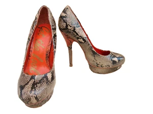 Stiletto Shoes size UK 3.5 - Neutral / Orange Mix Mock Snakeskin - Get the Look - Picture 1 of 7