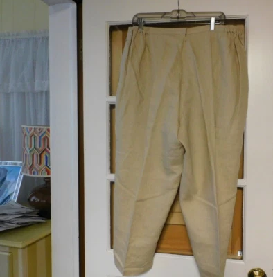 Calça QVC LINEA BY LOUIS DELL'OLIO 100% LINHO BEGE TORNOZELO CROPPED TAMANHO 1X NOVA - Imagem 1 de 4