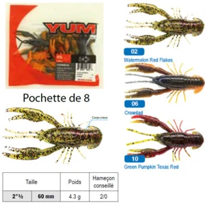 Yum Señuelos Suaves / Soft Baits / Crawbug/Bolsa De 8 / Paquete Of 8 - Imagen 1 de 4
