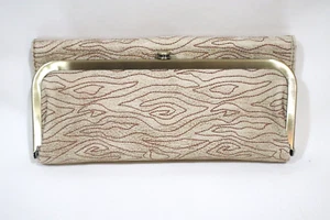HOBO Rachel Continental $168 Wallet in Embroidered Metallic Leather Gold Leaf - Picture 1 of 3