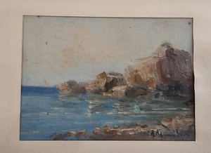 APOSTOLOS LEFKADIOS GREEK LANDSCAPE COASTAL SCENE. MINIATURE. SIGNED & FRAMED. - Picture 1 of 8