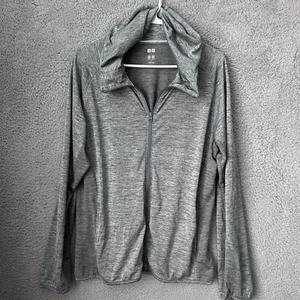 Uniqlo Hoodie Mens Large Grey Heather Full Zip Dry Ex Odor Control Performance - Picture 1 of 11