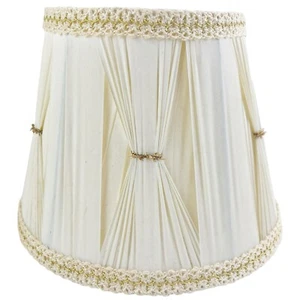 Paralume lampada plissettato pizzico seta vintage Impero MCM Regency avorio oro clip su 6,25" - Foto 1 di 24