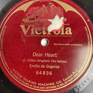 10" 78 RPM-Emilio de Gogorza-Dear Heart/Victrola 64836 - Foto 1 di 3