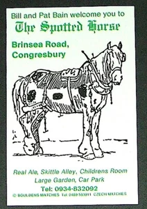 Matchbox label Pub The Spotted Horse Brinsea Road Congresbury Somerset MD840 - Picture 1 of 1