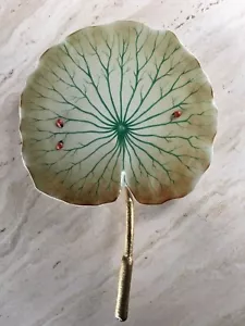 GIULIA MANGANI ITALIA PORCELLANA FOGLIA LOTO COCCINELLA 24KT GIARDINO SCULTURA CIOTOLA ARTE - Foto 1 di 8