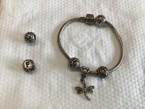 Chamilia Sterling Silver Snake Chain Bracelet, 925, Plus Charms, See Description - Picture 1 of 5