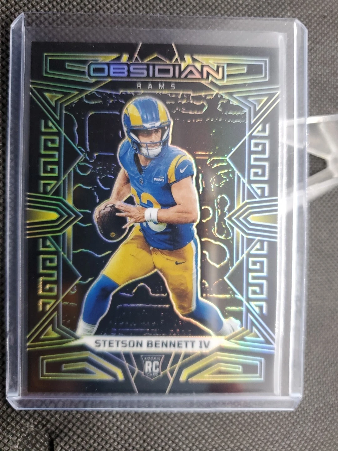 Stetson Bennett 2023 Panini Obsidian Yellow Electric Etch RC #01/10 Rams JD