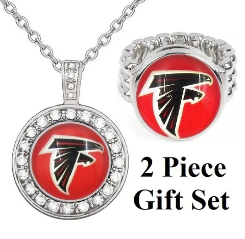Atlanta Falcons Gift Set Womens 925 Sterling Silver Necklace And Ring D2D18 Cover