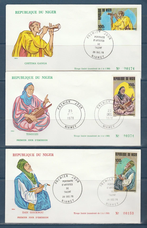Niger  enveloppe 1er jour musique et musiciens de talent  1978 - Photo 1/1