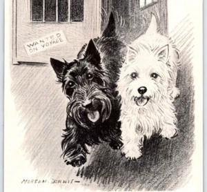PUBLICITÉ IMPRIMÉE 1959 Whisky écossais noir et blanc Westie Scotty Dogs poignée caisse avec entretien - Photo 1/2